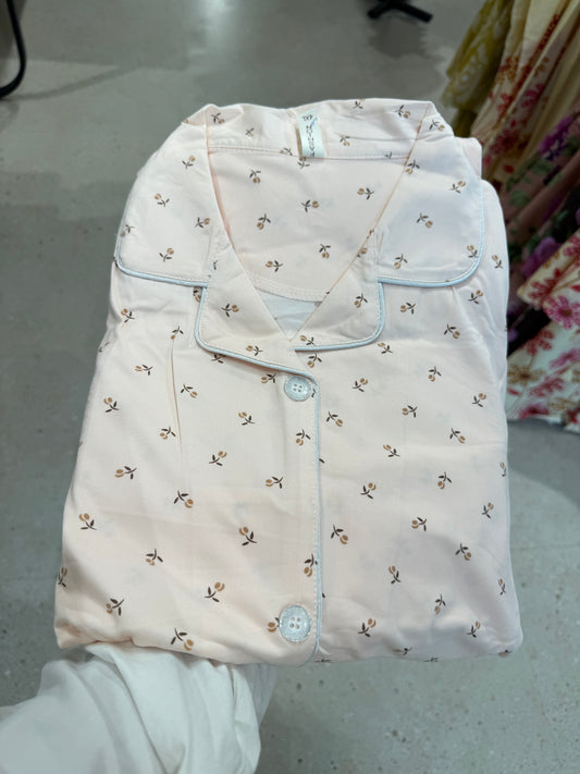 Tulip print 2 piece night dress
