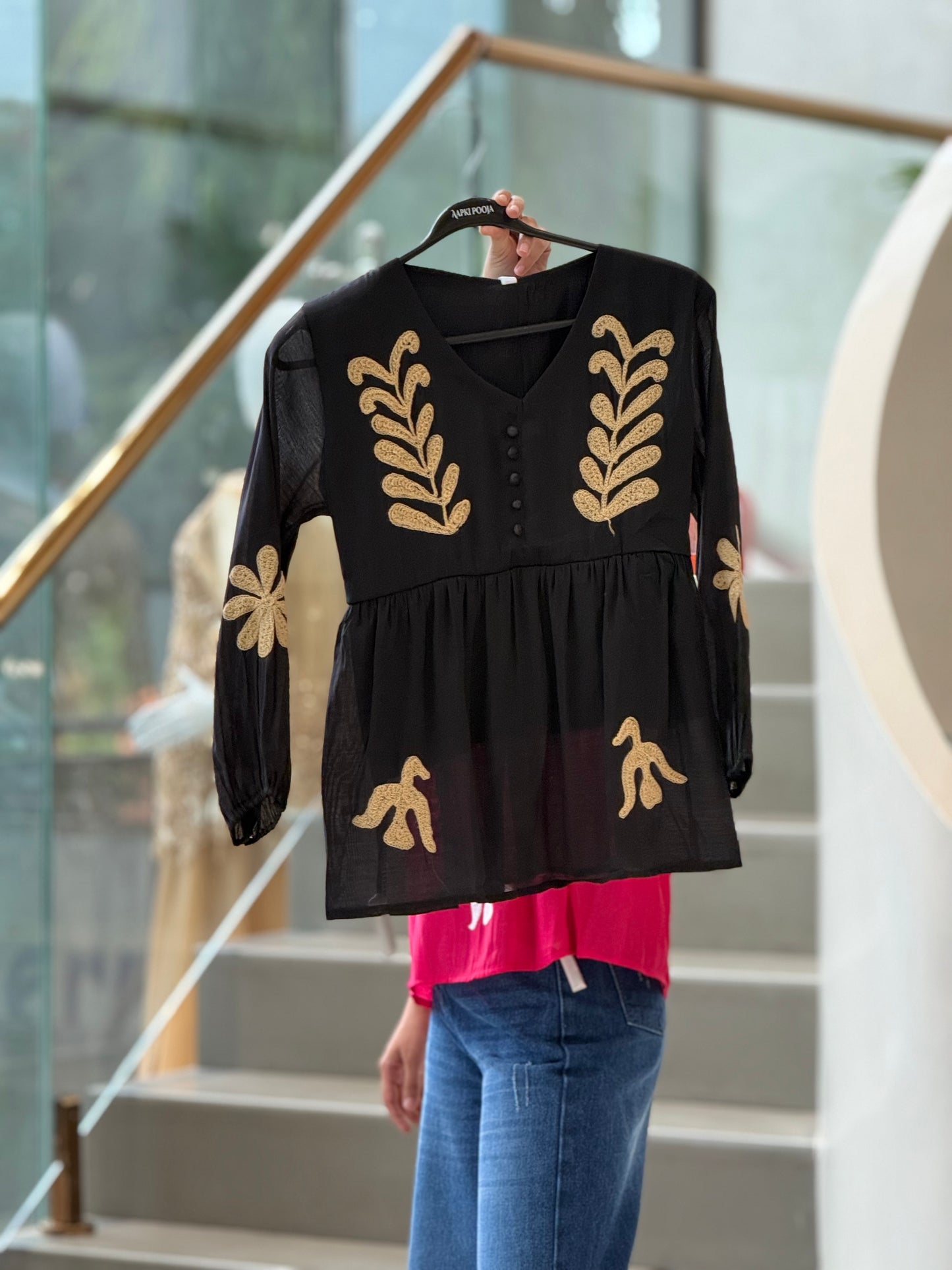 V-neck peplum top