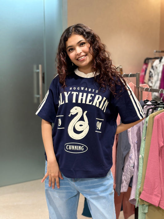 Harry Potter Slytherin Oversized Graphic T-Shirt for Women