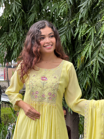3 piece embroidered partywear suit set