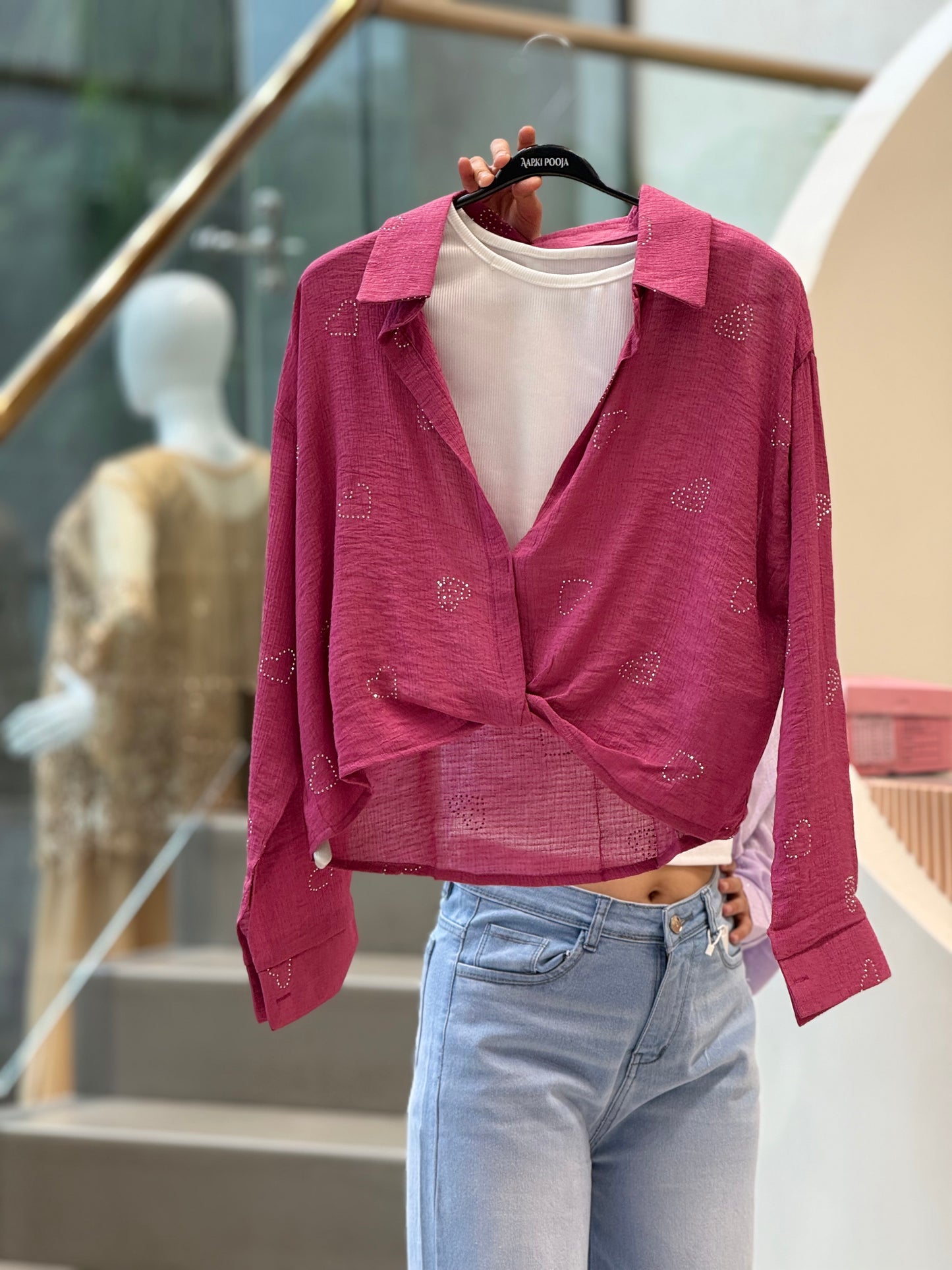 Partywear heart detail shirt