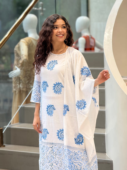 Peacock print 3 piece suit set