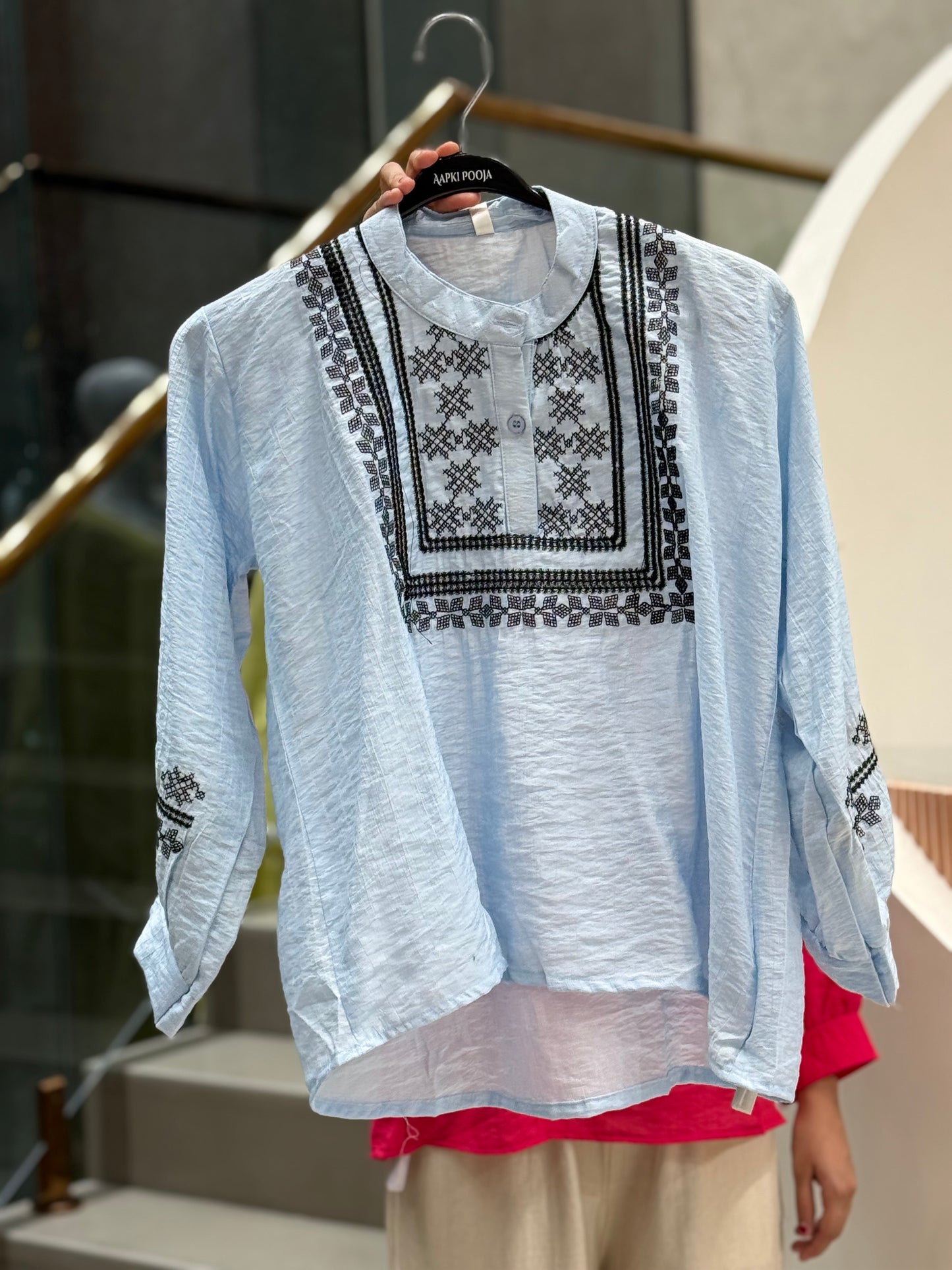 neck embroidered top