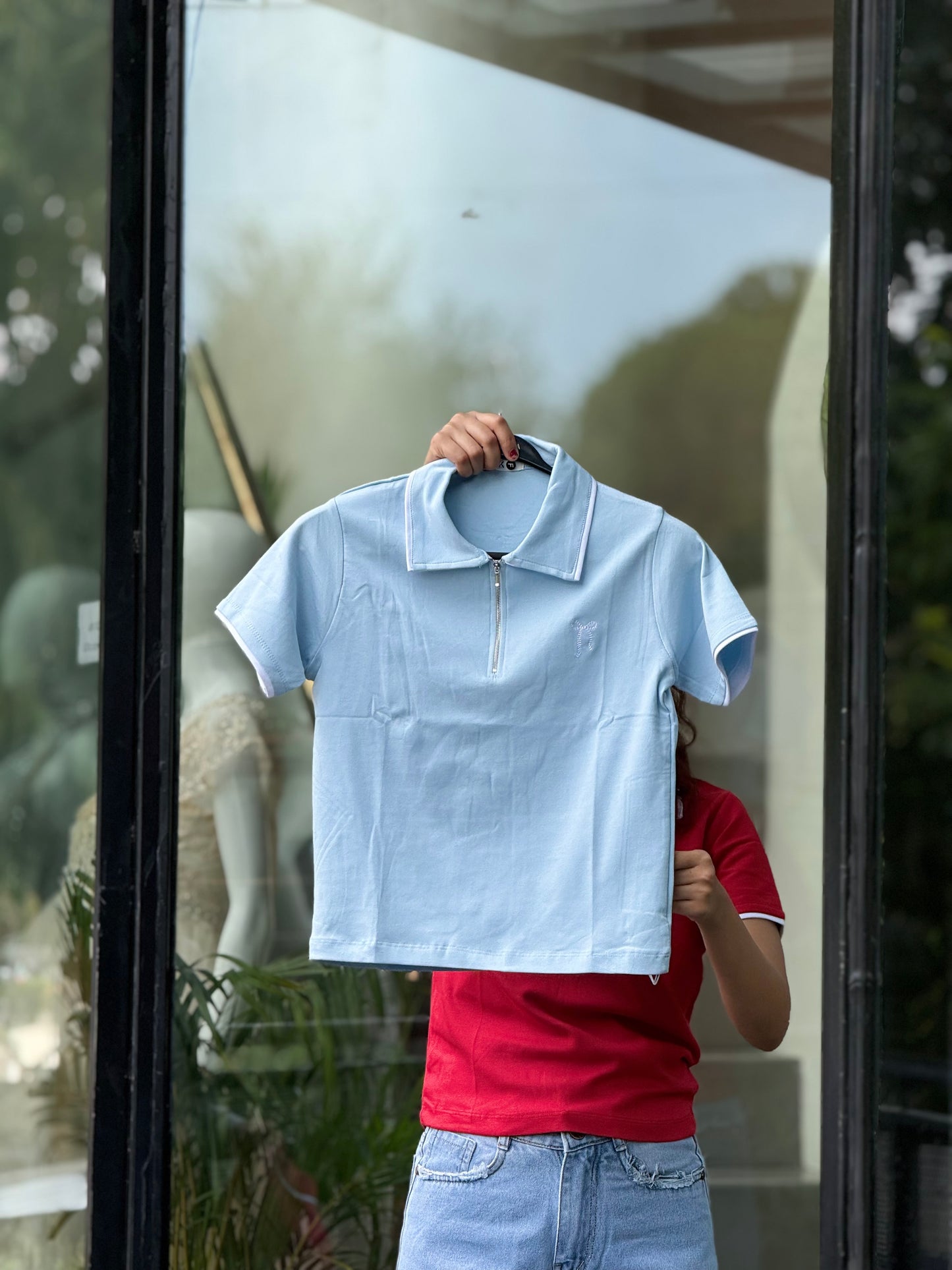 Bow detail polo top
