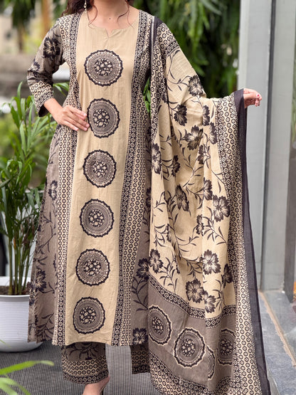 Printed 3 piece suit set