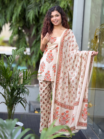 Sleeveless 3 pc cotton suit set