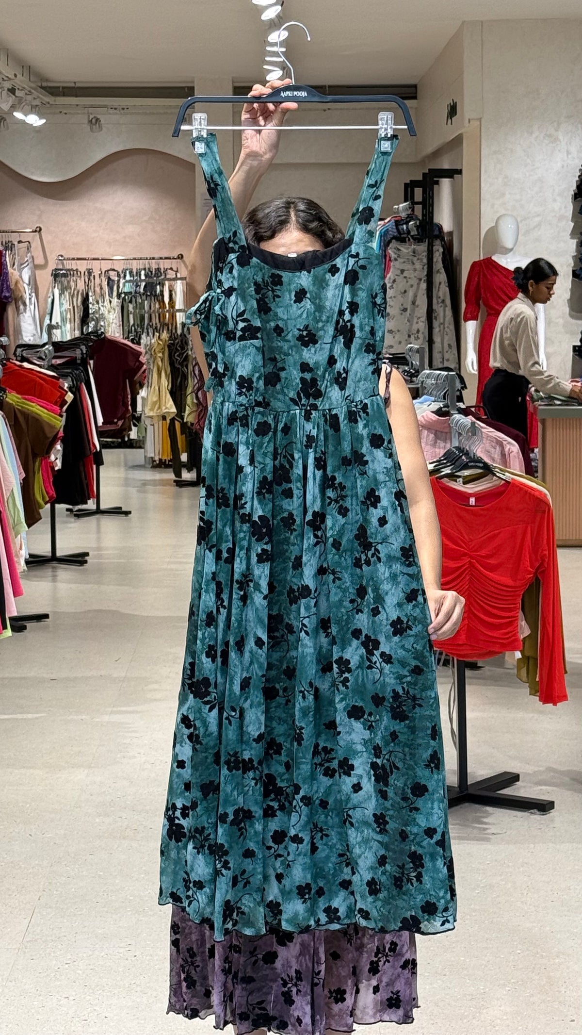 floral velvet one piece dress