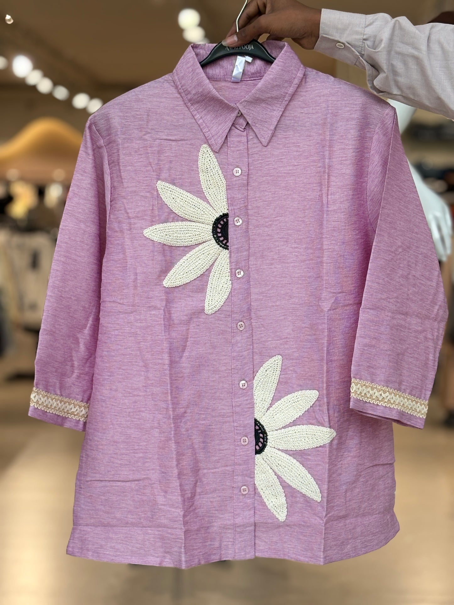 Pink Floral Applique Shirt Tunic