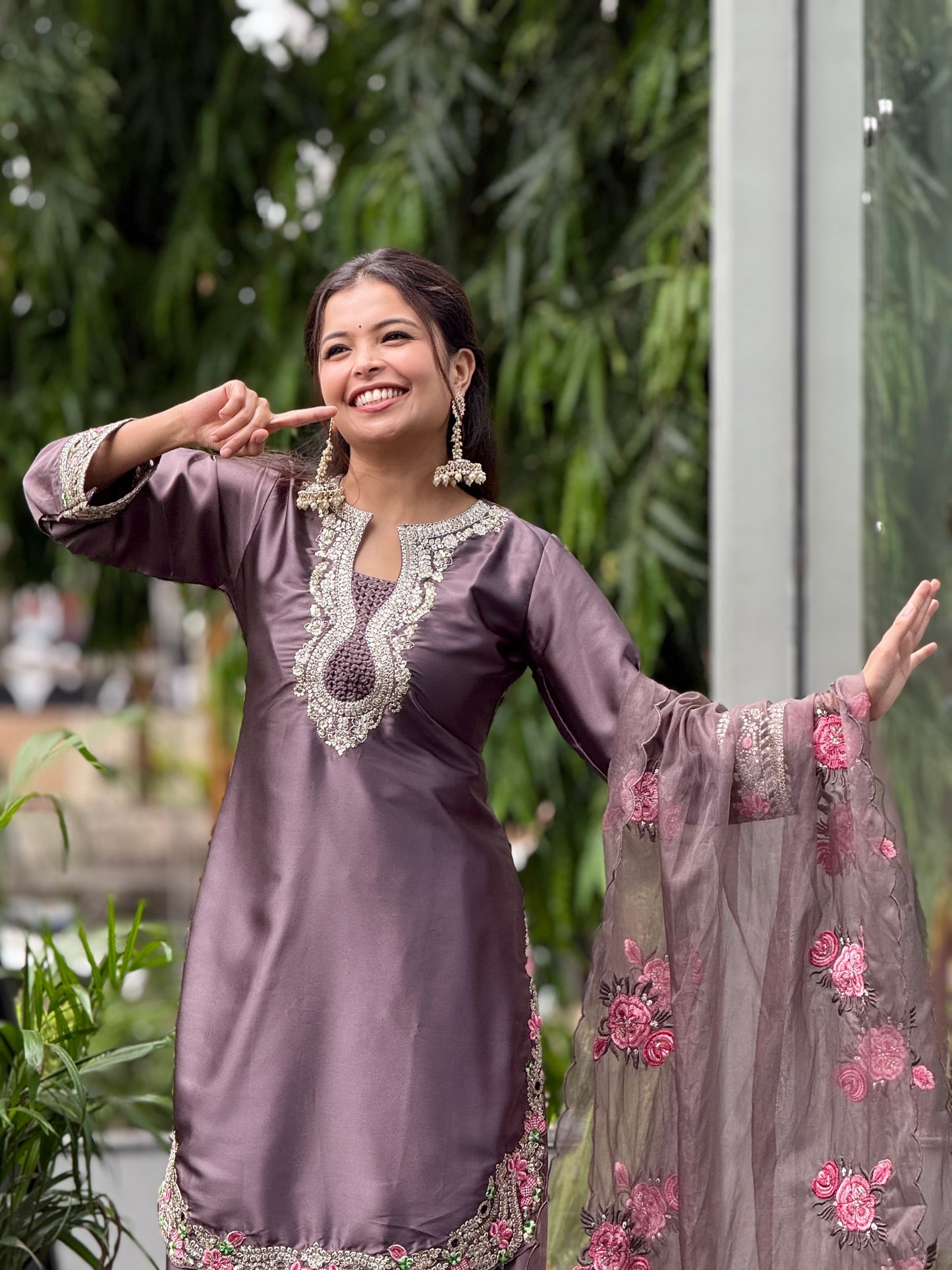 Farsi patch work partywear suit set