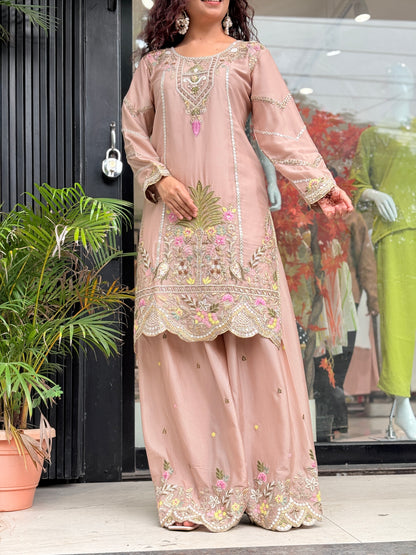 3 piece embroidered partywear suit set