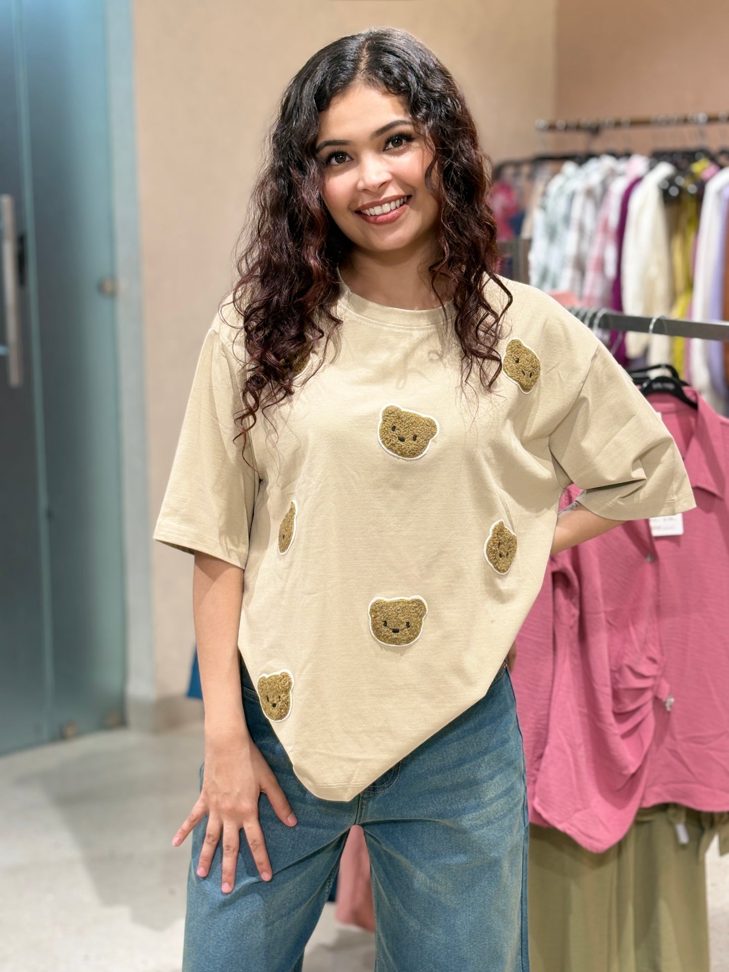 Imported Cute Kitty Patch Oversized T-Shirt for Women