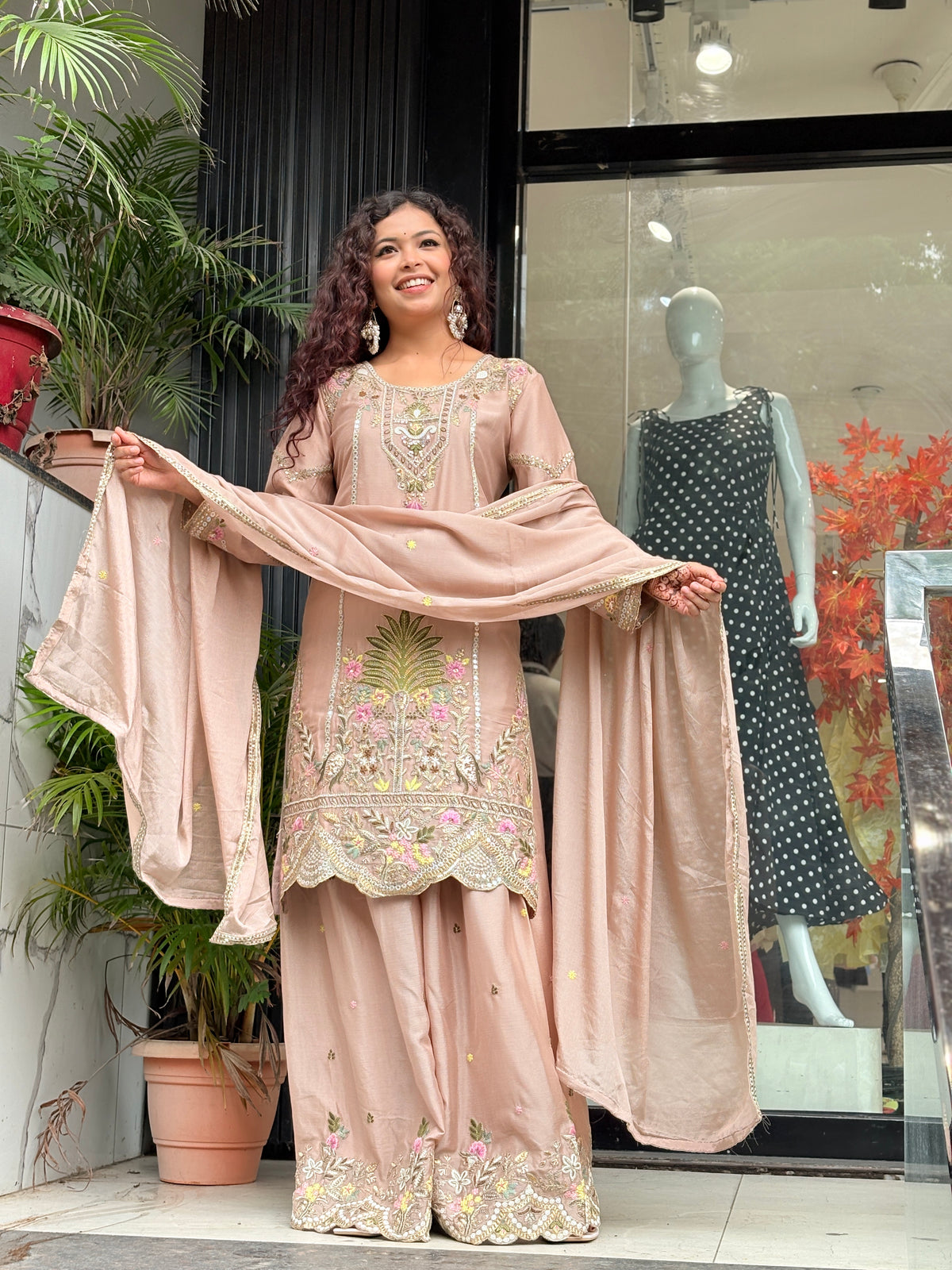 3 piece embroidered partywear suit set