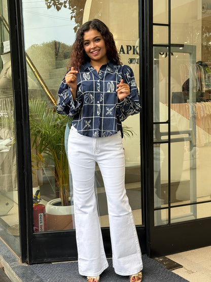 Checks embroidered shirt