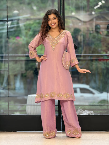 Handwork  Kurta Palazzo Set with Potli
