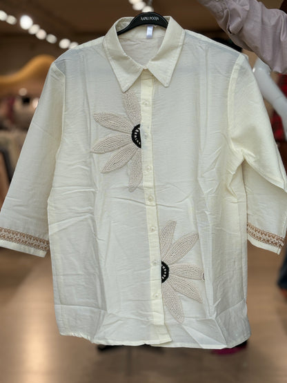 Pink Floral Applique Shirt Tunic