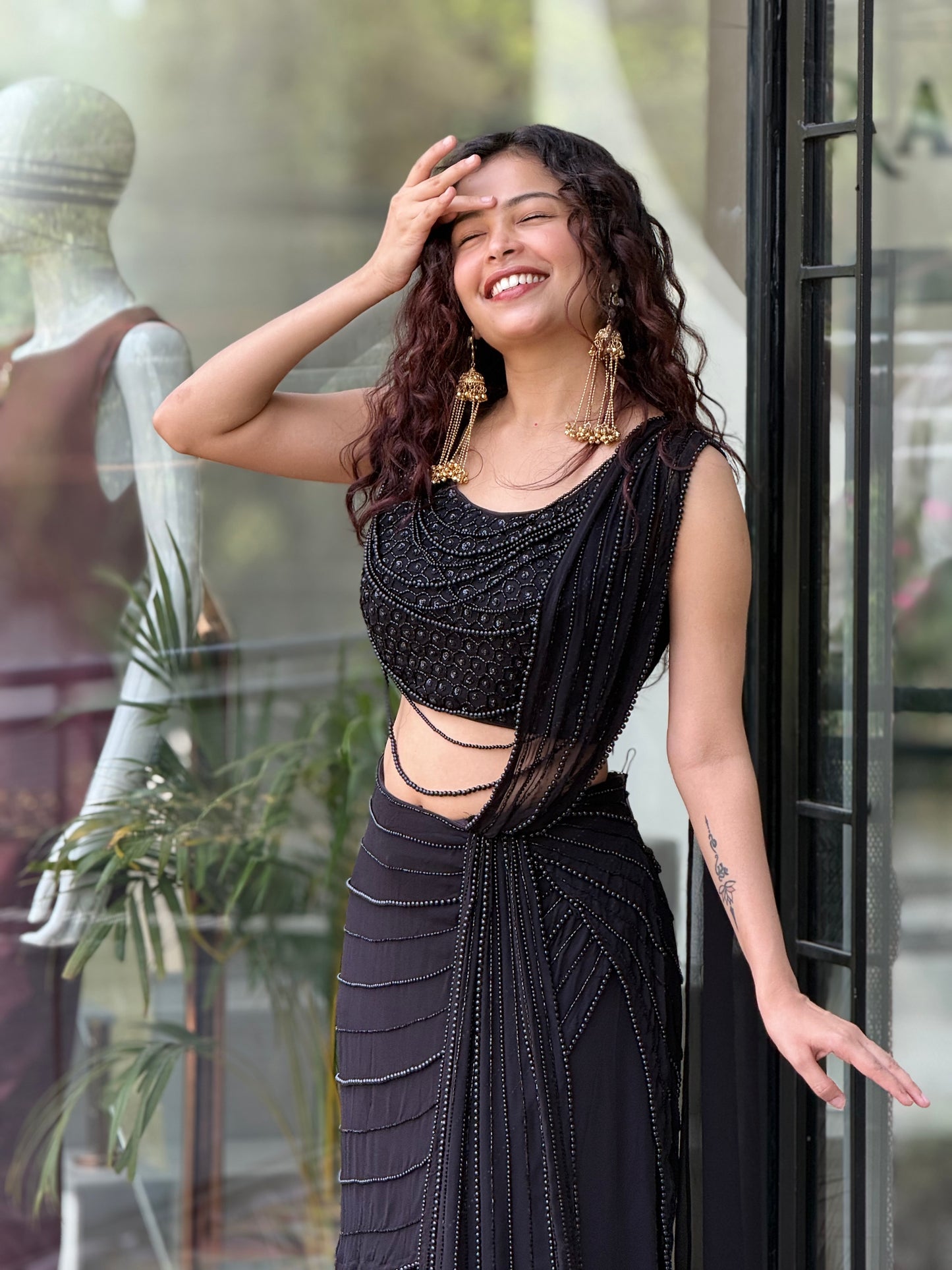 Black Glam Drape Partywear Saree