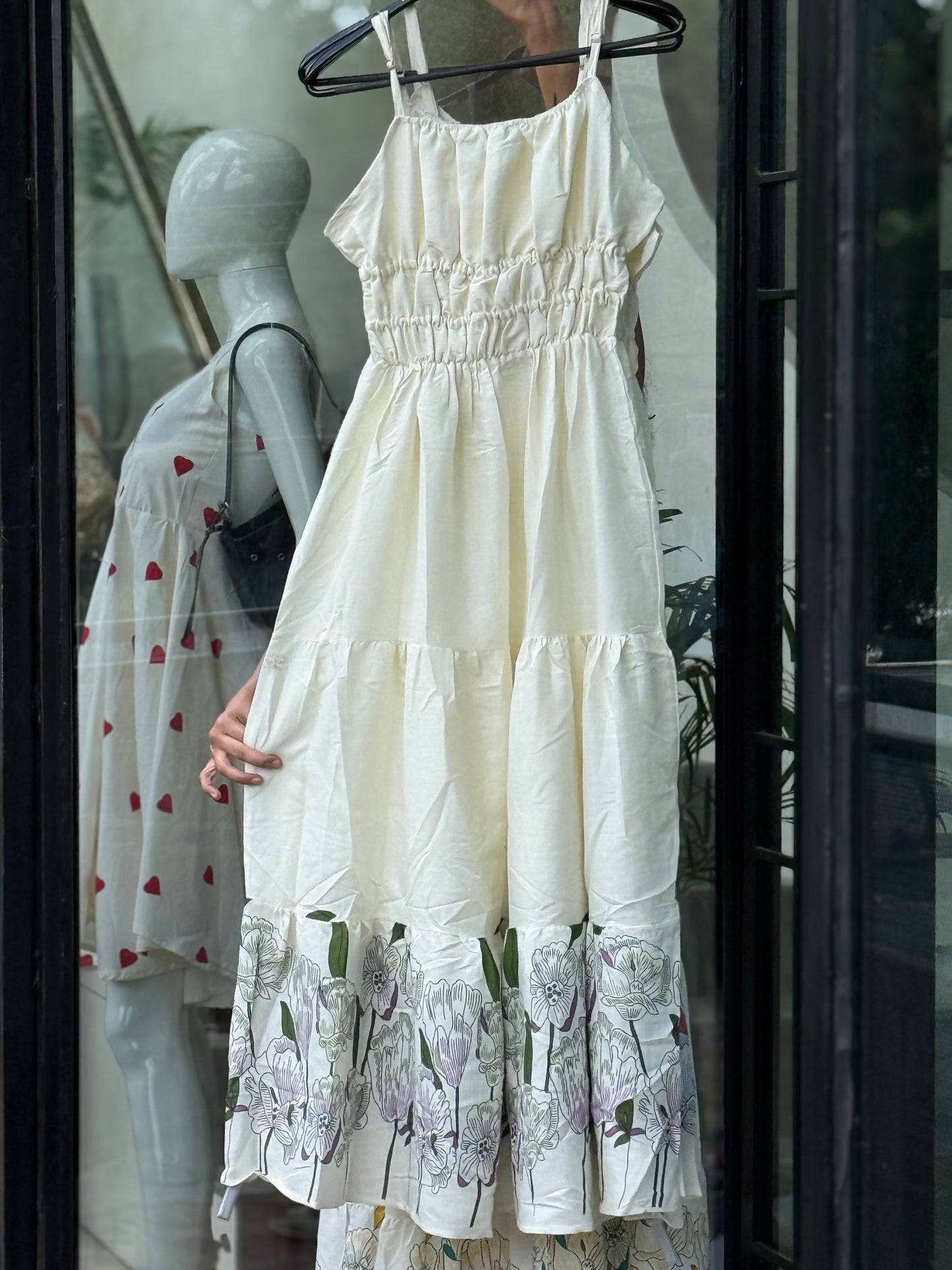 Floral Border Cotton Maxi Dress