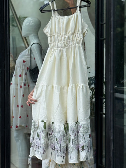 Floral Border Cotton Maxi Dress