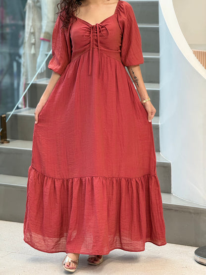 Front knot pattern one piece dress
