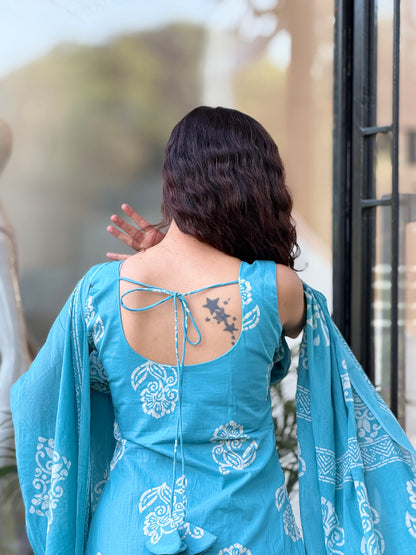 Cotton Printed 3-Piece Suit Set for Women | Kurta, Pants & Dupatta