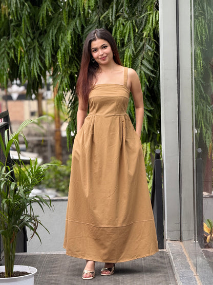 Tan brown one piece dress