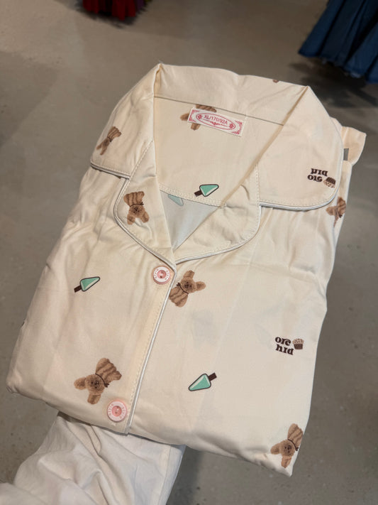 Bear ice cream 2 piece full sleeve night suit set