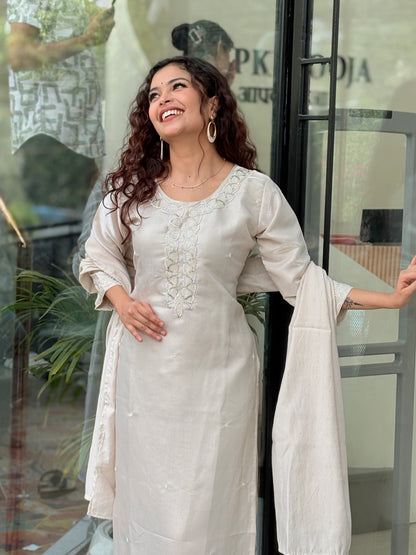 Hand work Kurta Pant Set with Dupatta