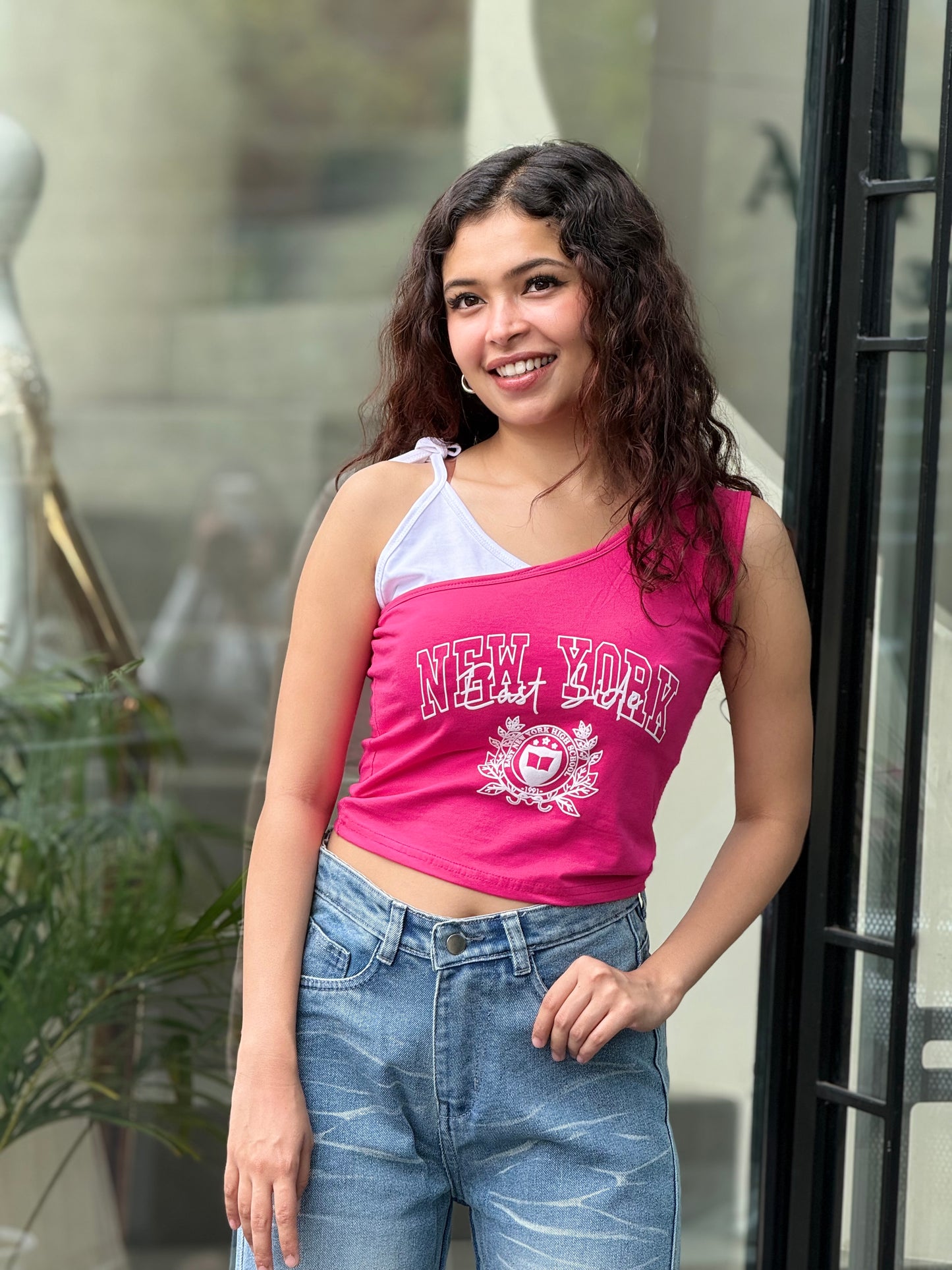 Padded One sided shoulder knot top