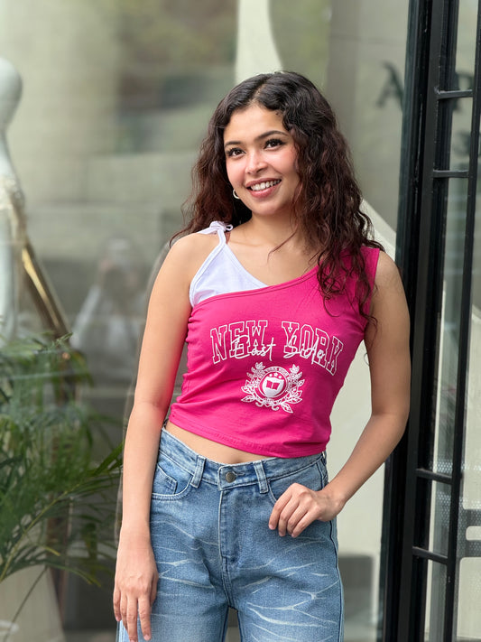 Padded One sided shoulder knot top