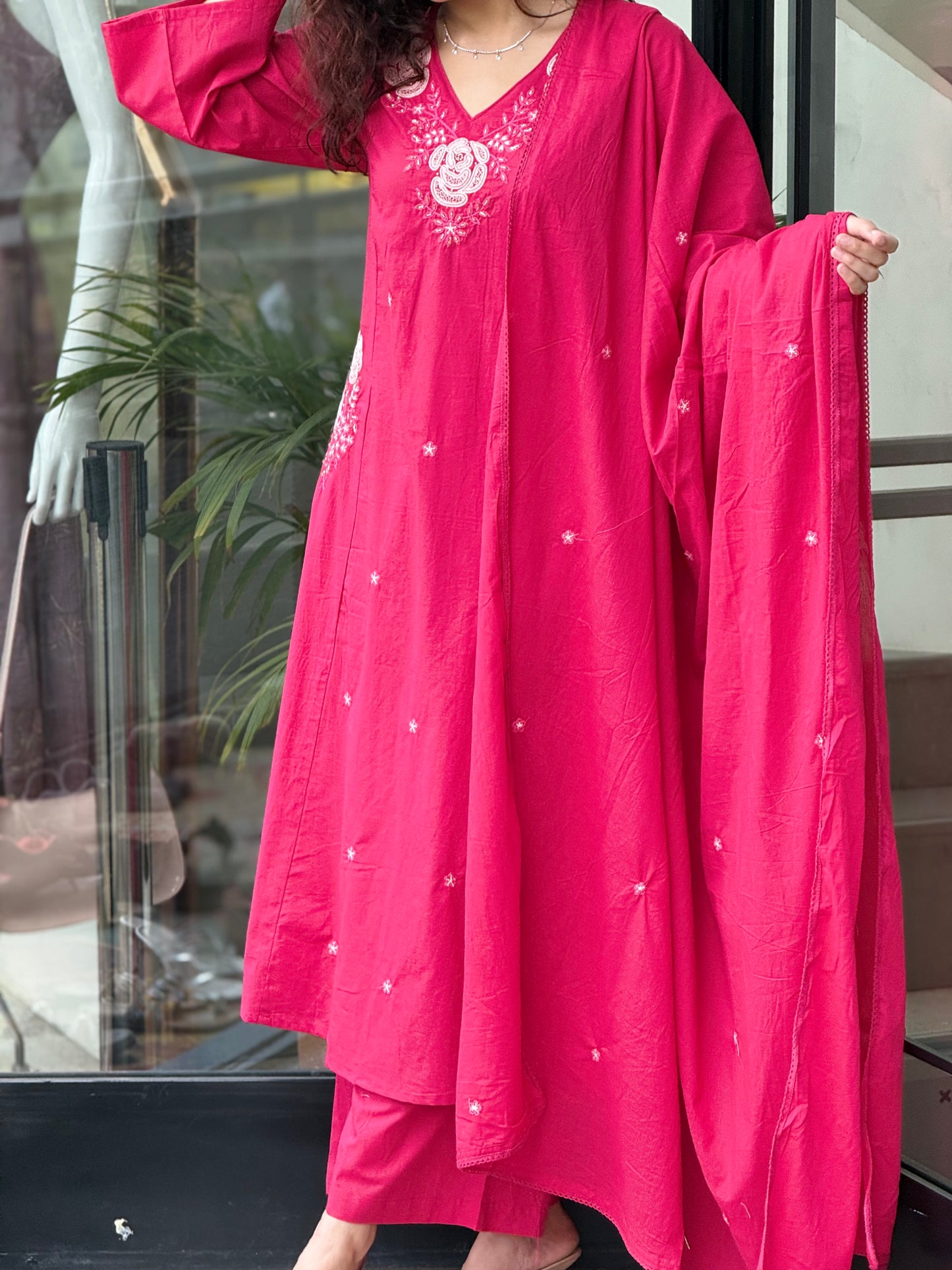 Embroidered Pure Cotton 3 Piece Suit
