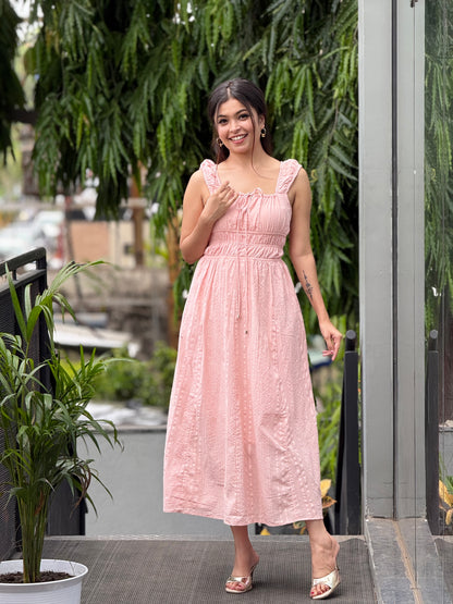 Pink pne piece dress with strap back
