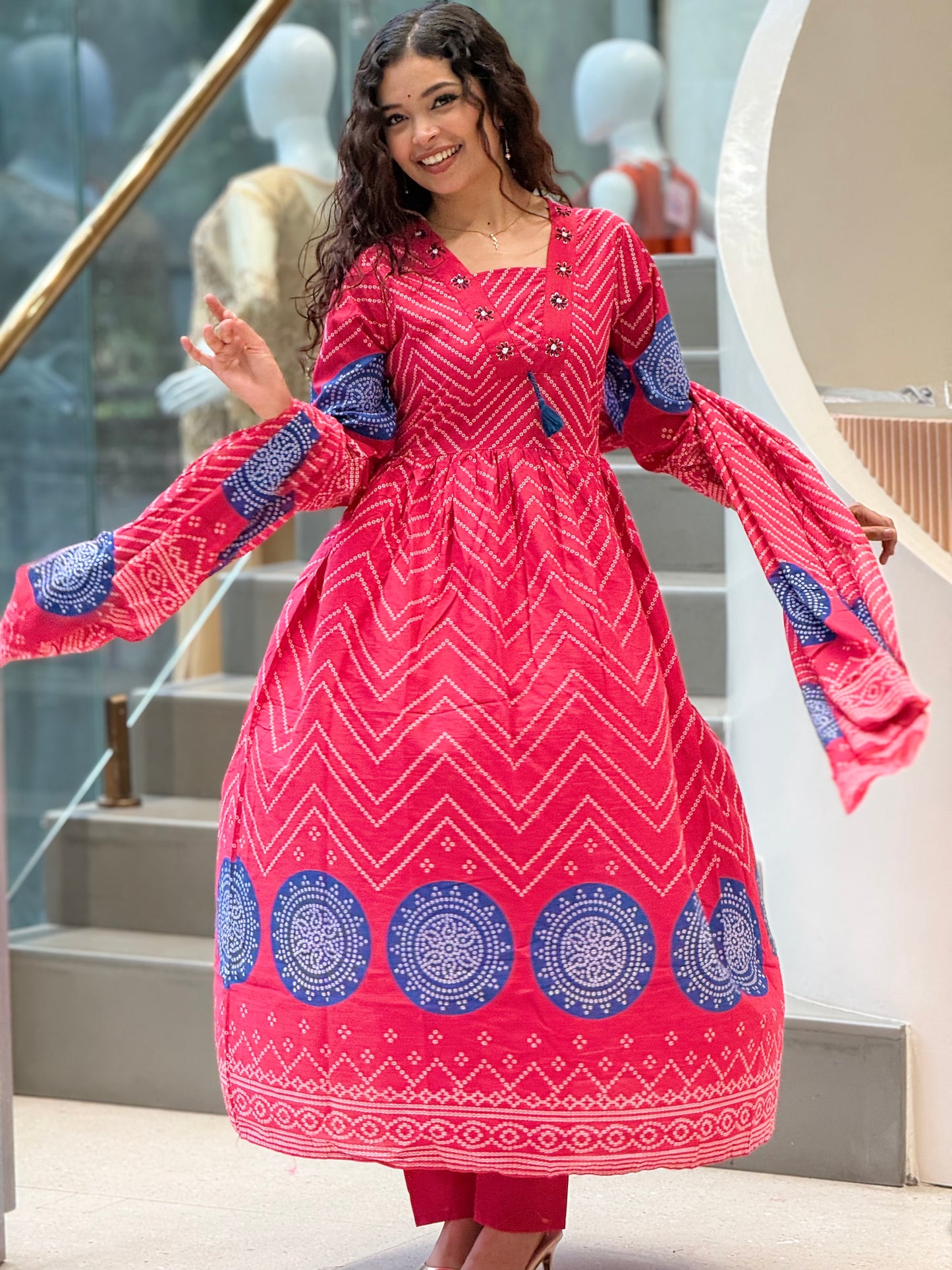Bandhani print 3 piece suit set