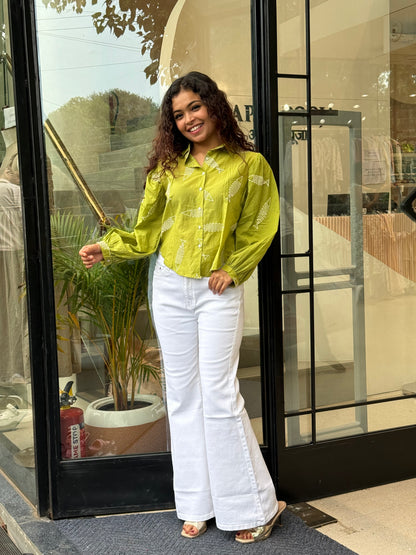 Green embroidered shirt