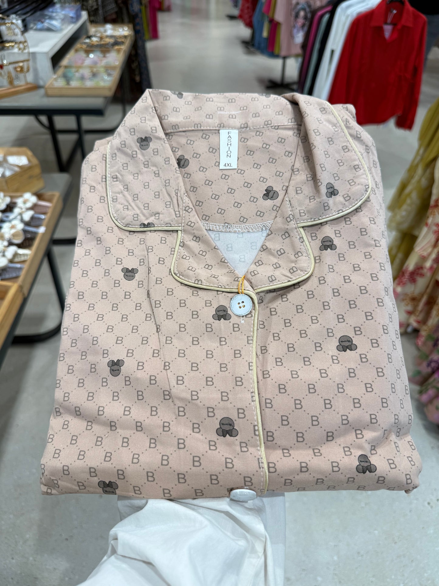 Mickey checks print 2 piece night suit set