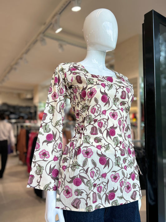 side dori full sleeve short kurti