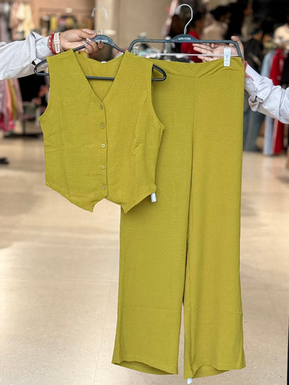 Waistcoat Top & Wide-Leg Trouser Co-Ord Set
