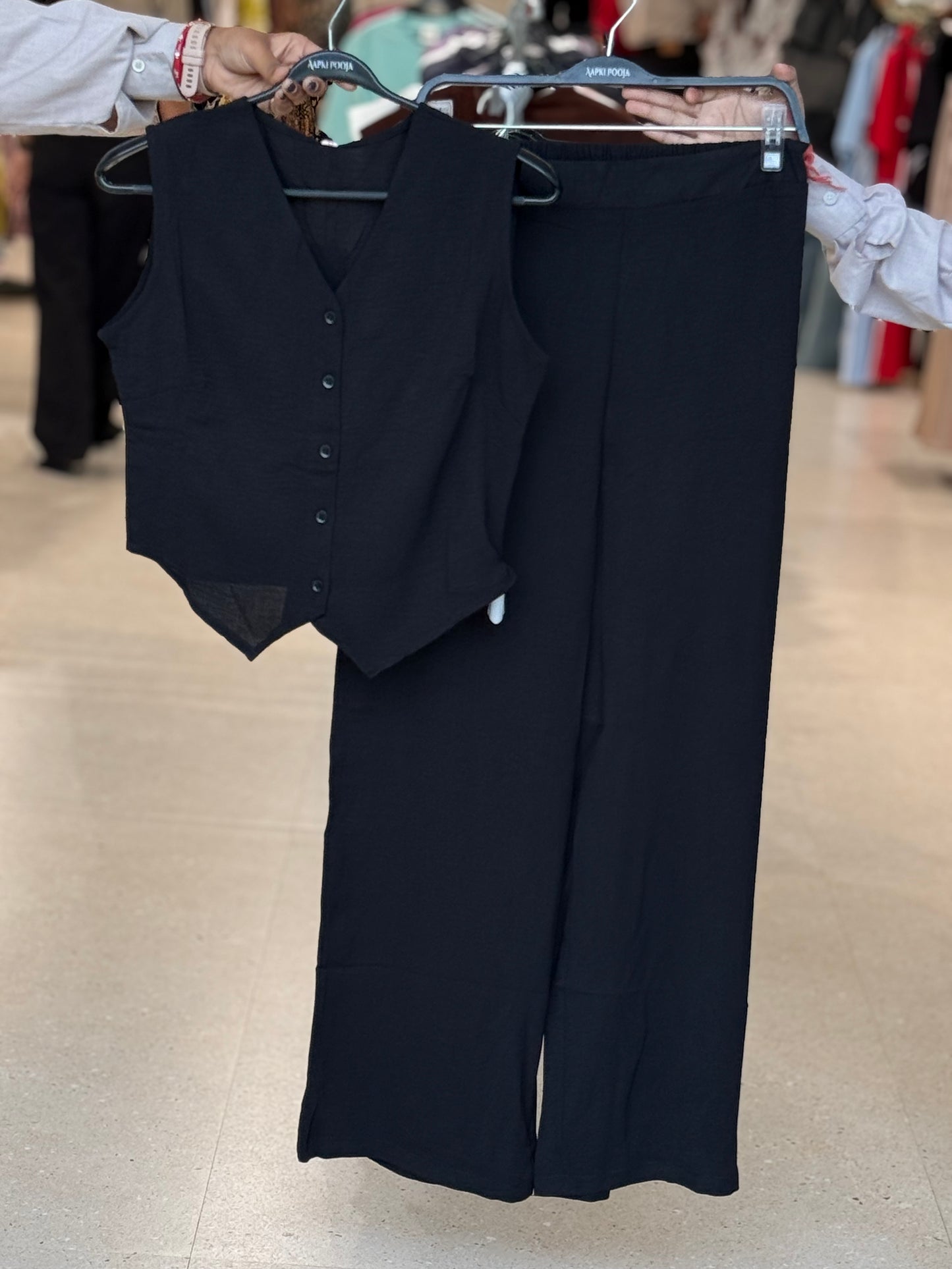 Waistcoat Top & Wide-Leg Trouser Co-Ord Set