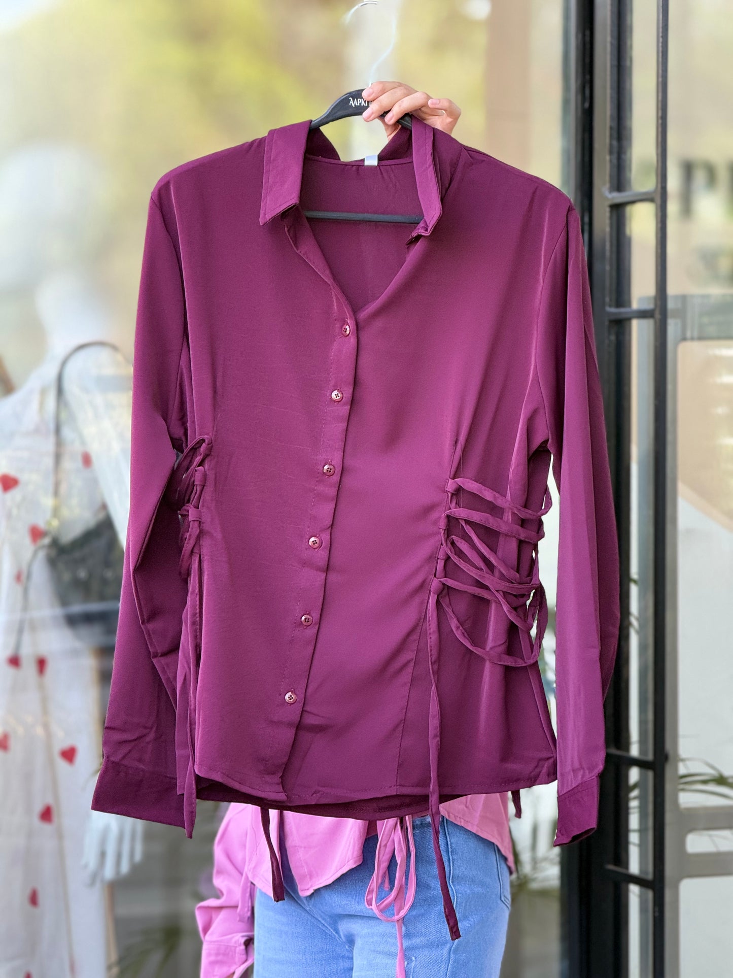 Pink Corset Style Shirt Top