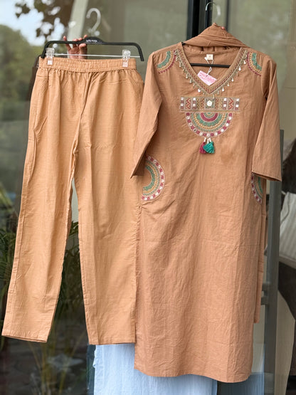 Cotton 3 piece suit set