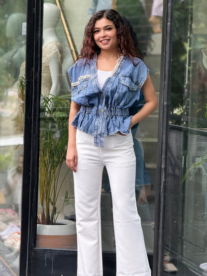 Denim partywear top