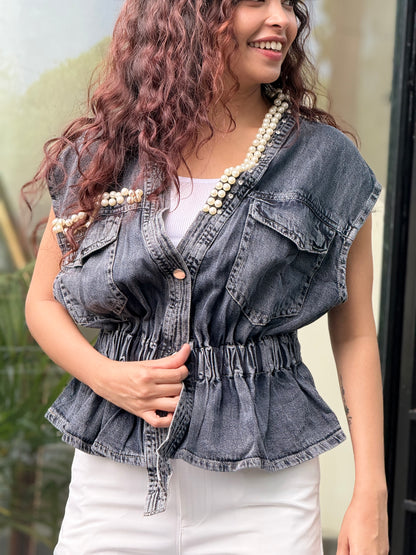 Denim partywear top