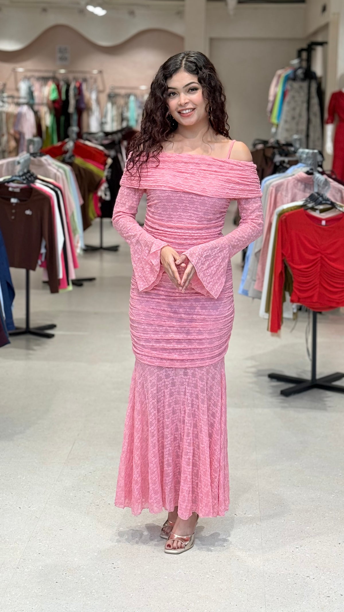 Off shoulder long sleeve bodycon dress spring Elegant