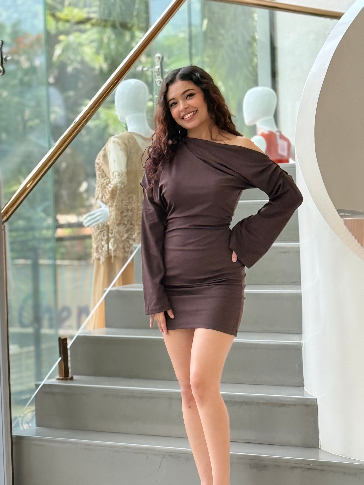Midi balloon one piece dress