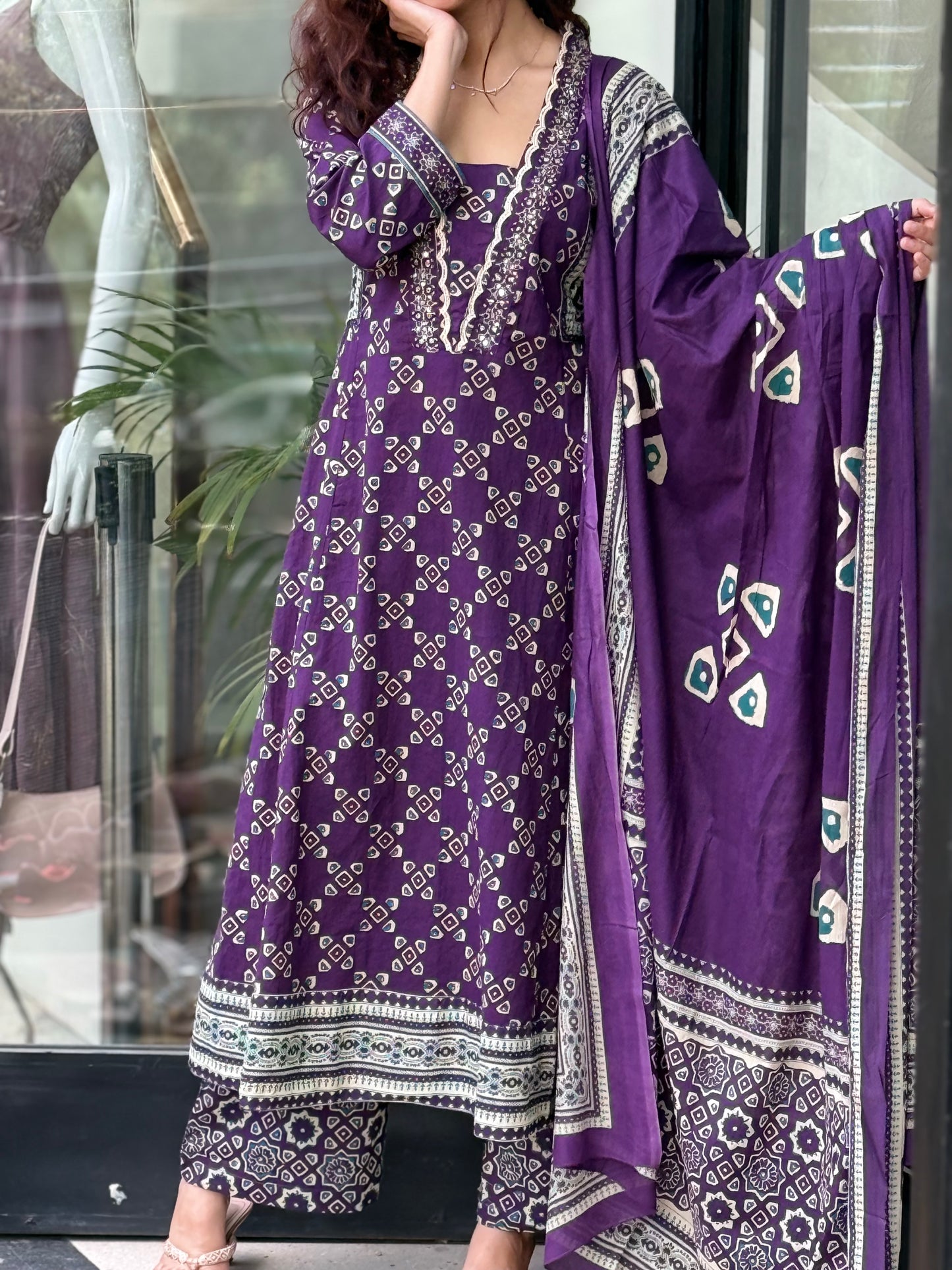 Printed 3 Piece cotton Suit Set