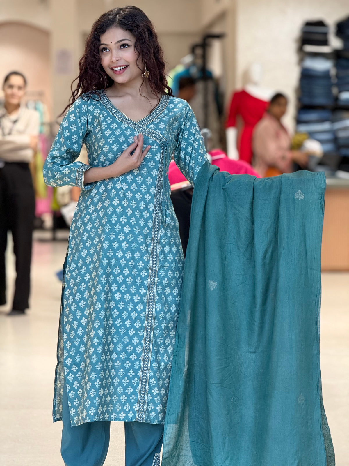 Angrakha pattern 2 piece suit set