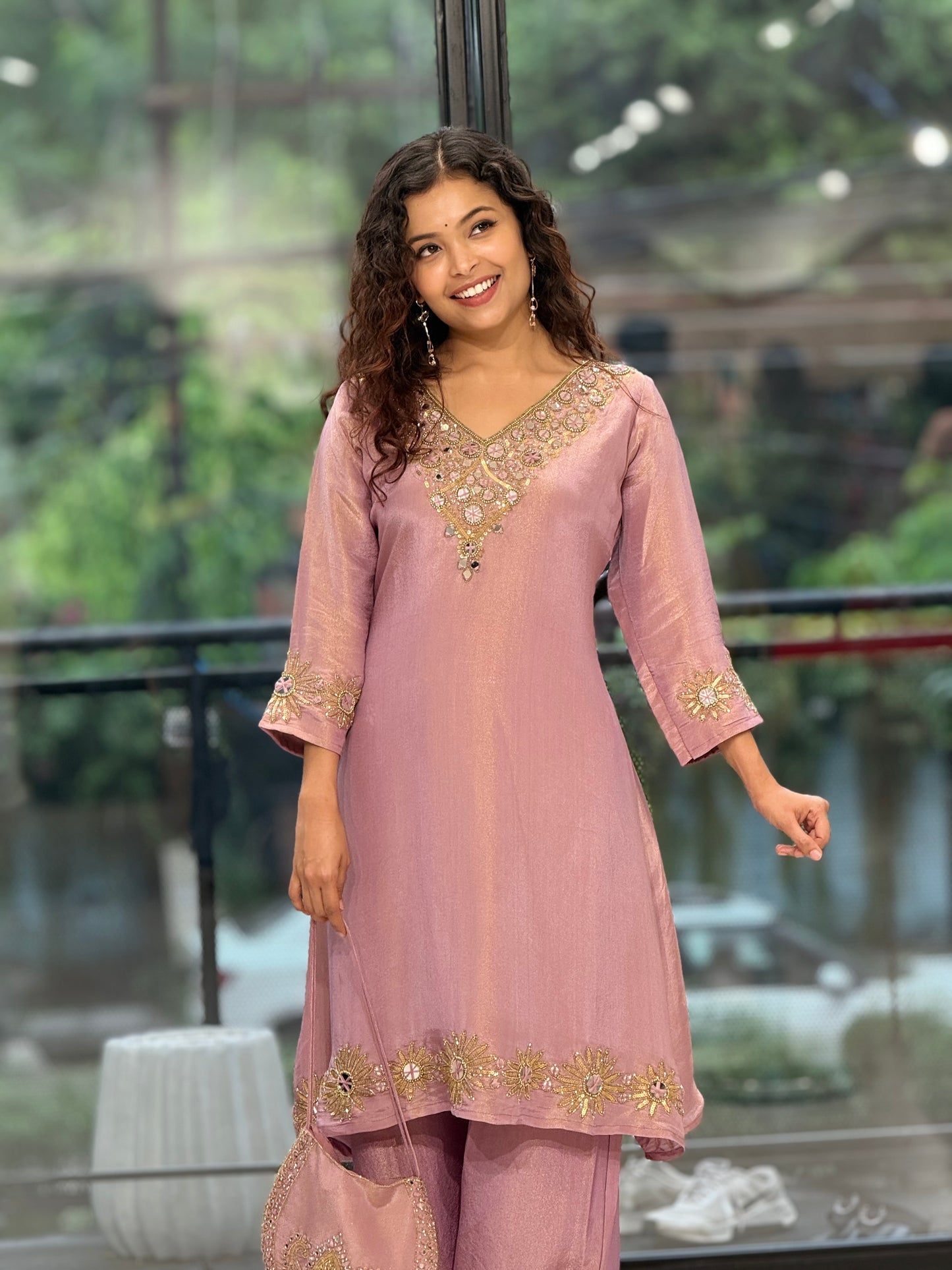 Handwork  Kurta Palazzo Set with Potli