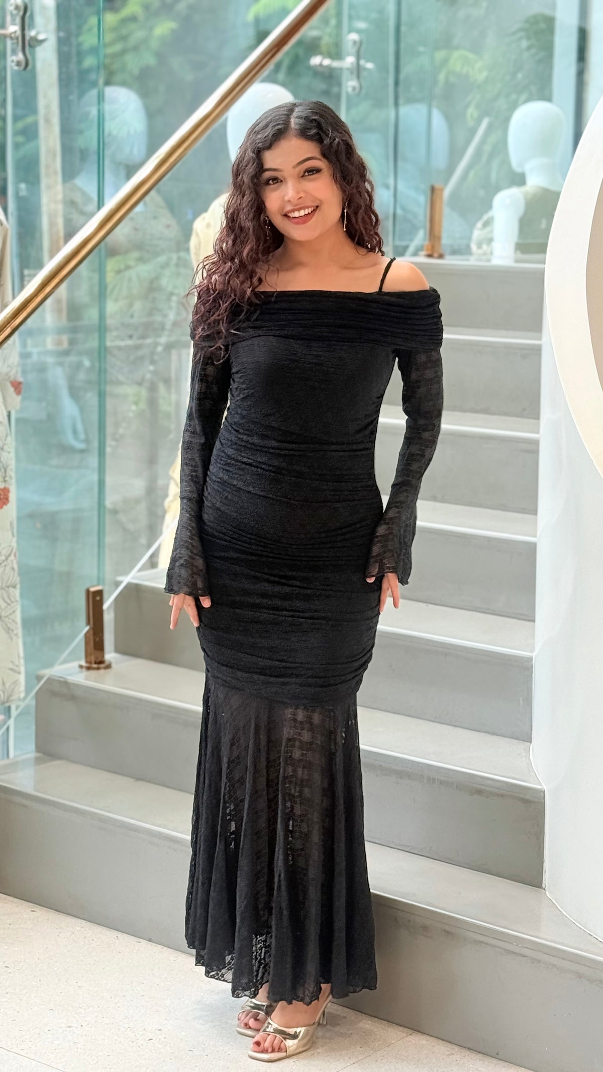 Off shoulder long sleeve bodycon dress spring Elegant