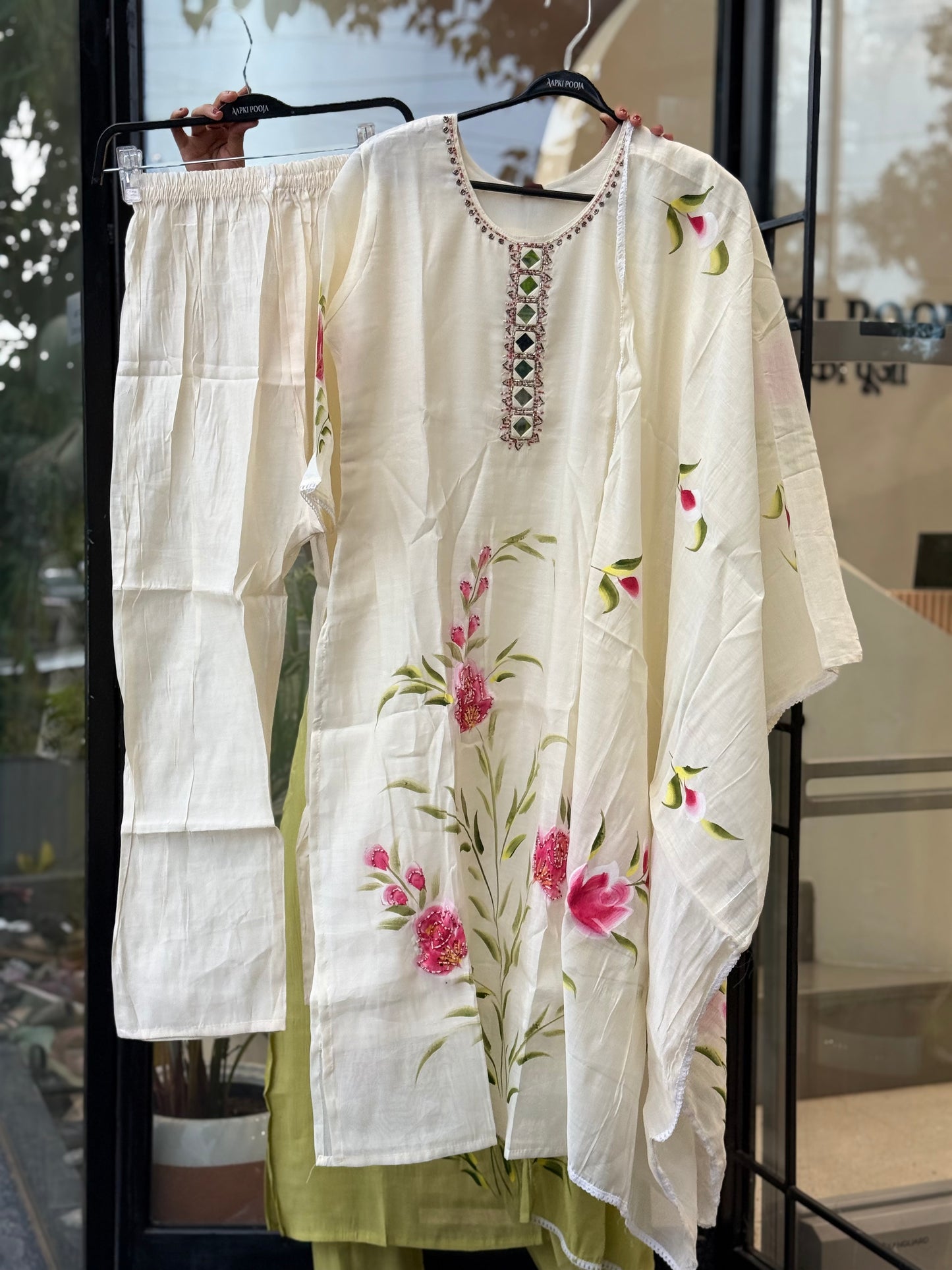 3 piece mirror work suit set