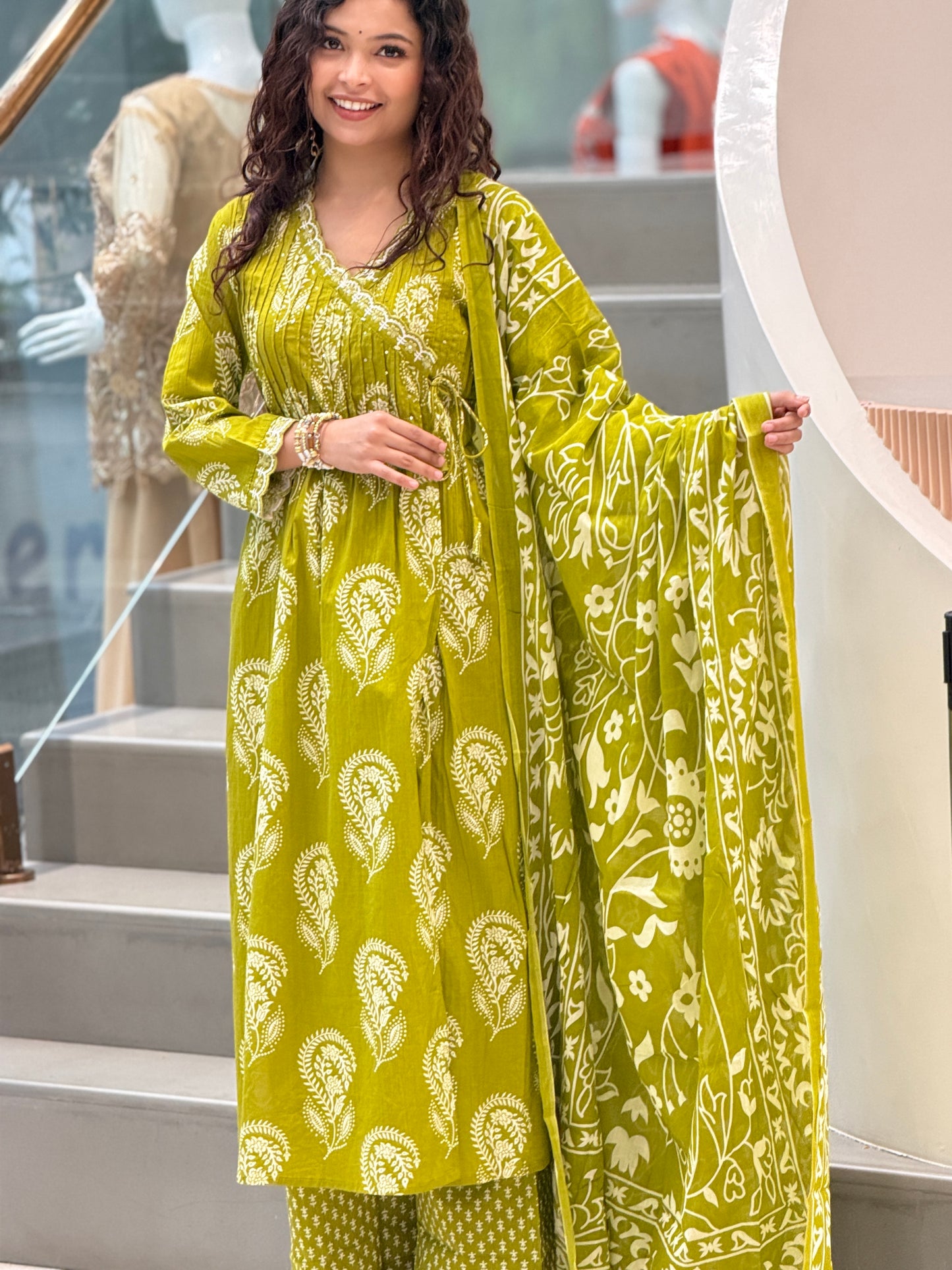 Cotton suit set angrakha pattrn