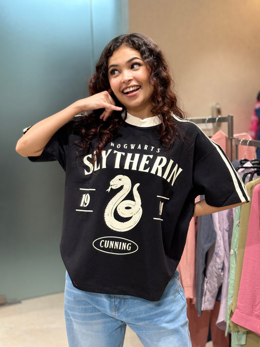 Harry Potter Slytherin Oversized Graphic T-Shirt for Women